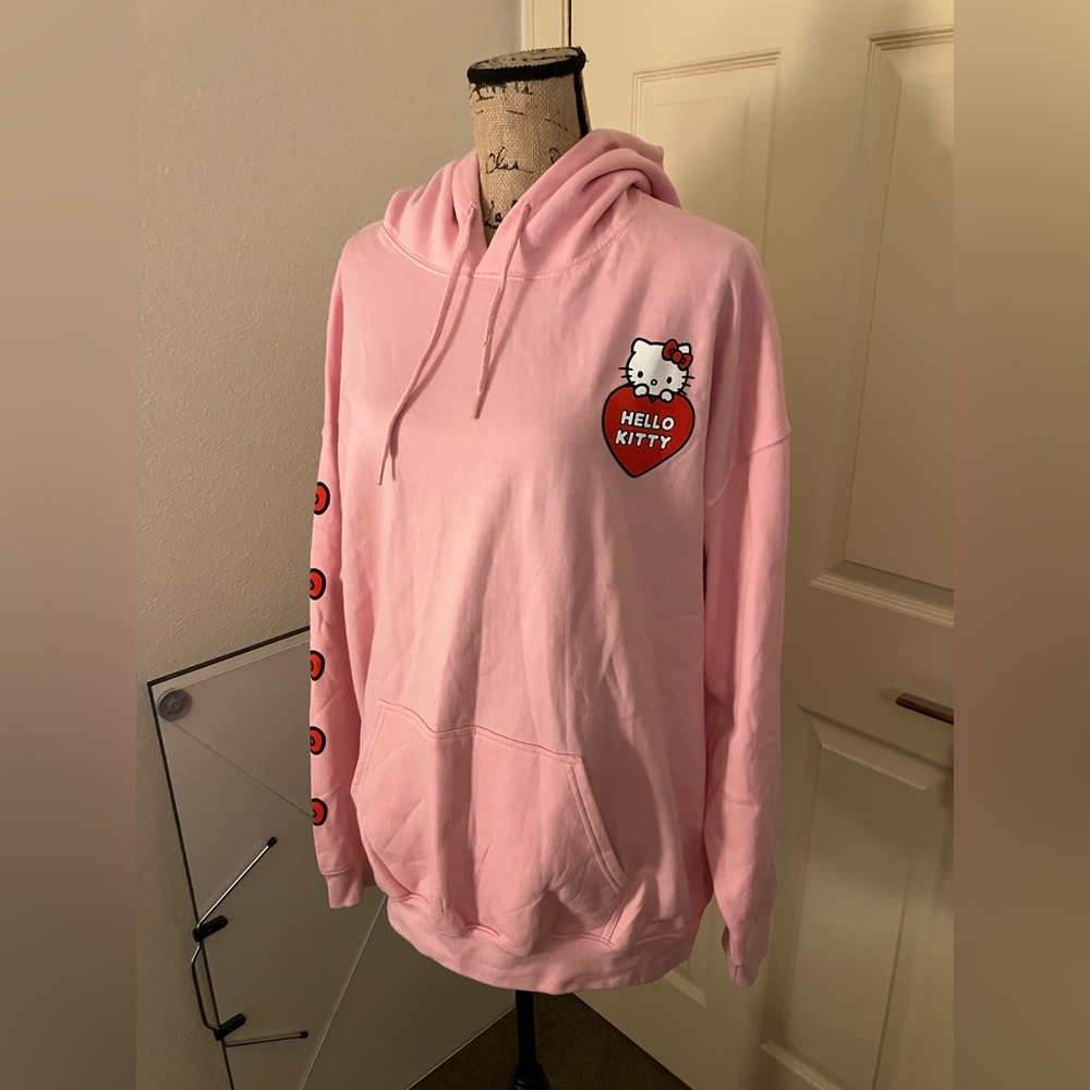 Hello kitty x I saw it first pink hoodie sweatshirt hearts valentines XL - Picture 2 of 8